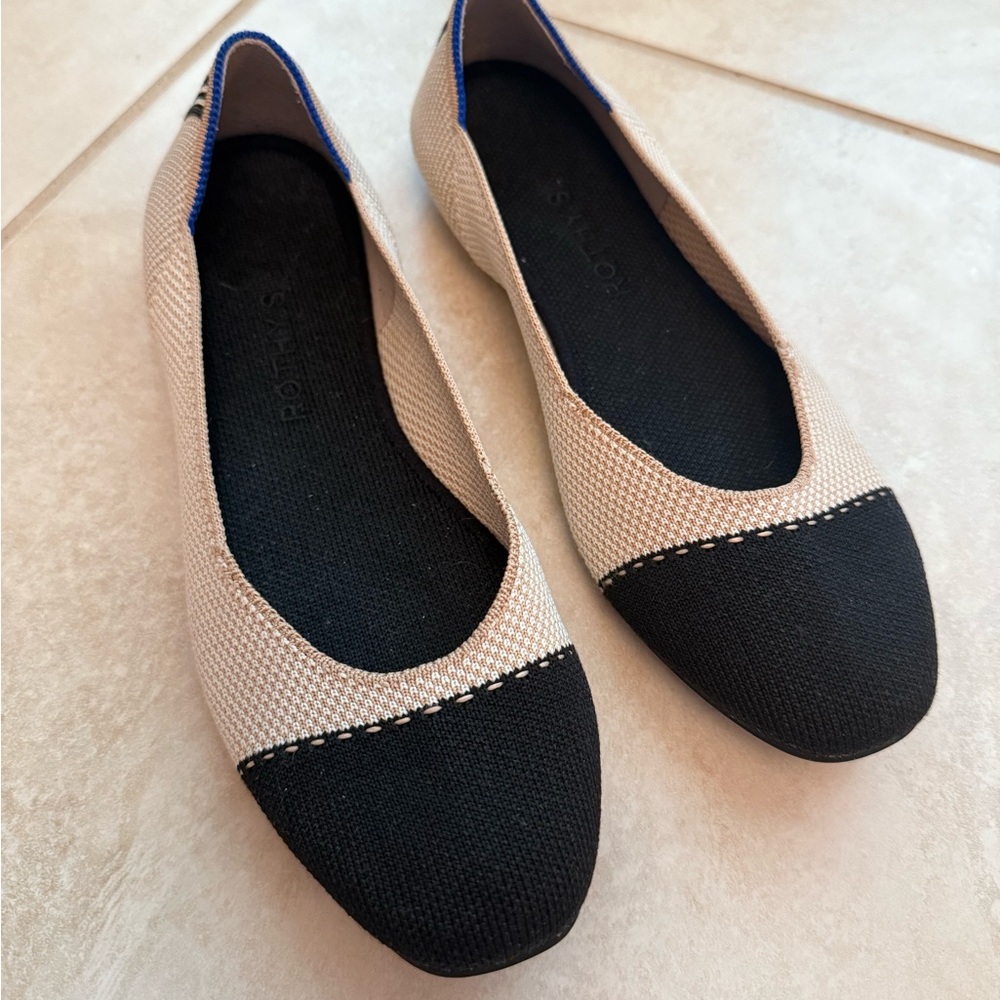 Rothy’s Square Flats in Black and Tan